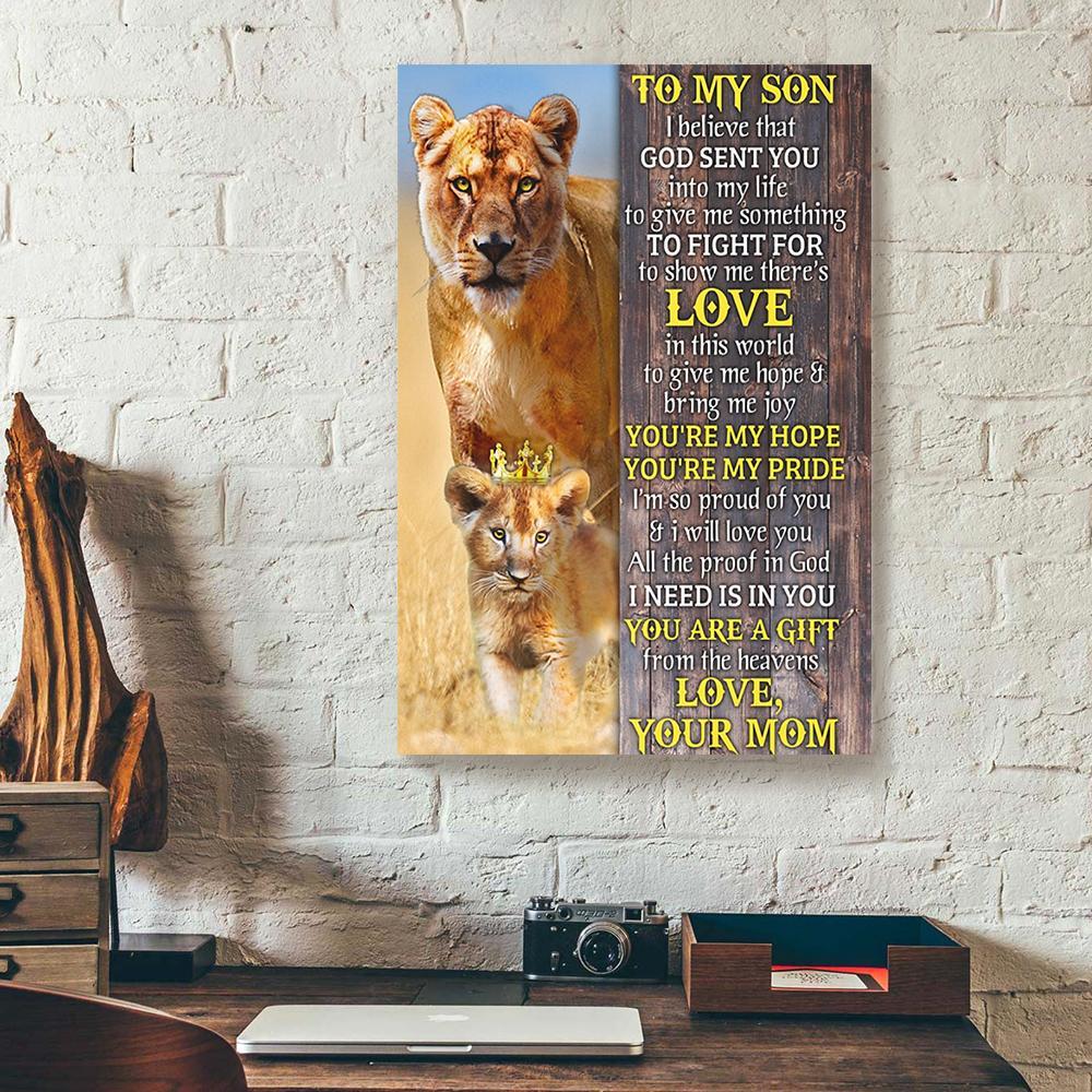 to my son mom lion canvas prints wall art decor 7485