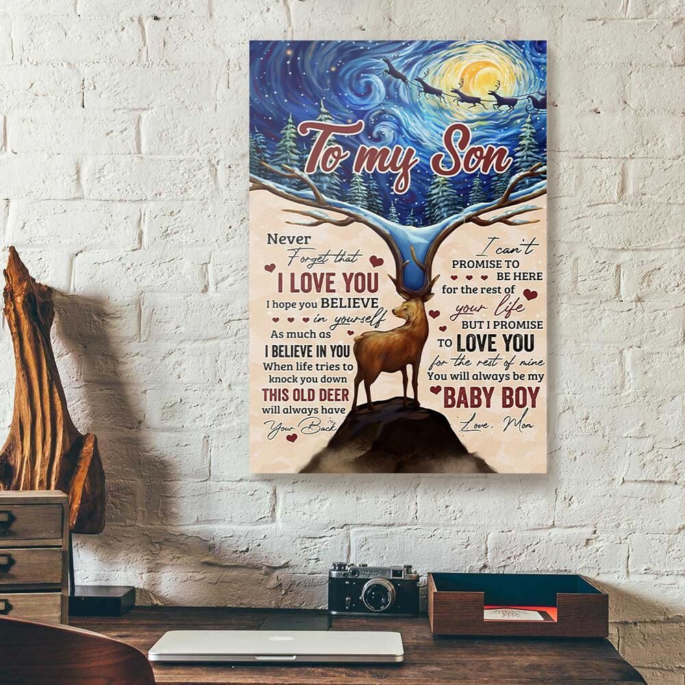 to my son never forget that i love you mom deer canvas prints wall art decor 7175