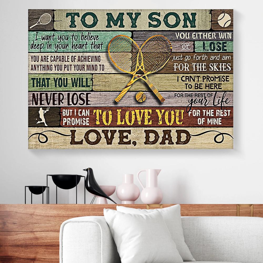 to my son tennis dad horizontal canvas prints wall art decor 5346