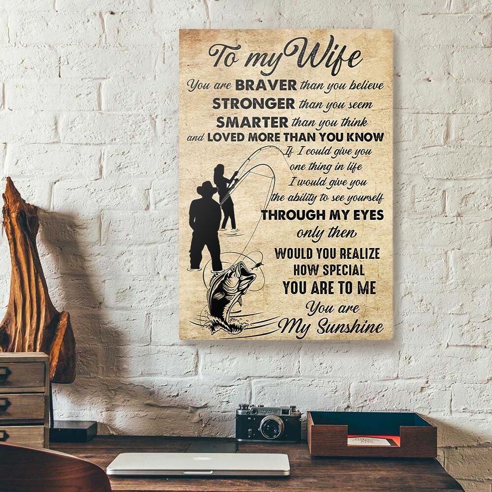 to my wife fishing husband canvas prints wall art decor 5420