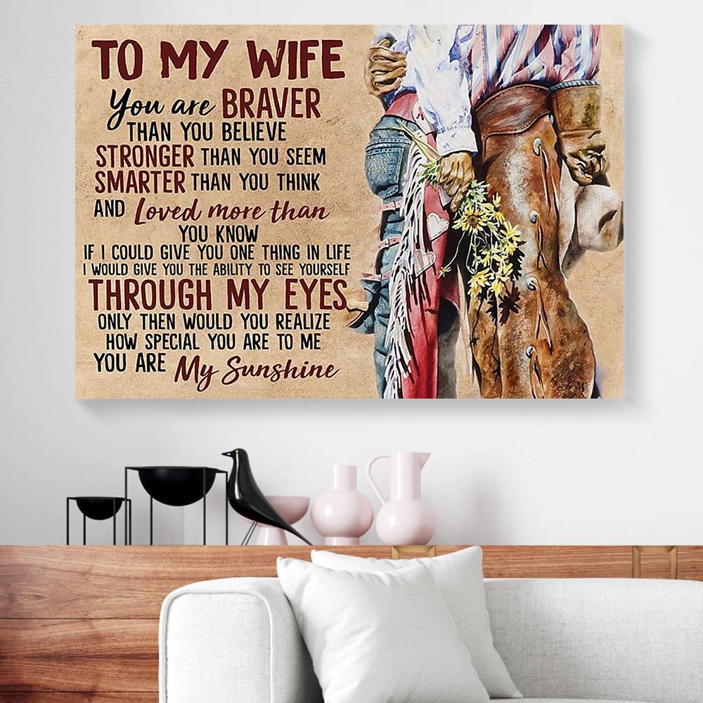 to my wife husband cowboy and cowgirl love canvas prints wall art decor 1829