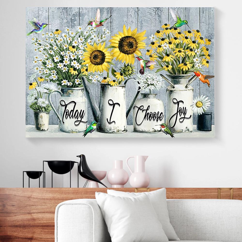 today i choose joy little hummingbirds horizontal canvas prints wall art decor 7656