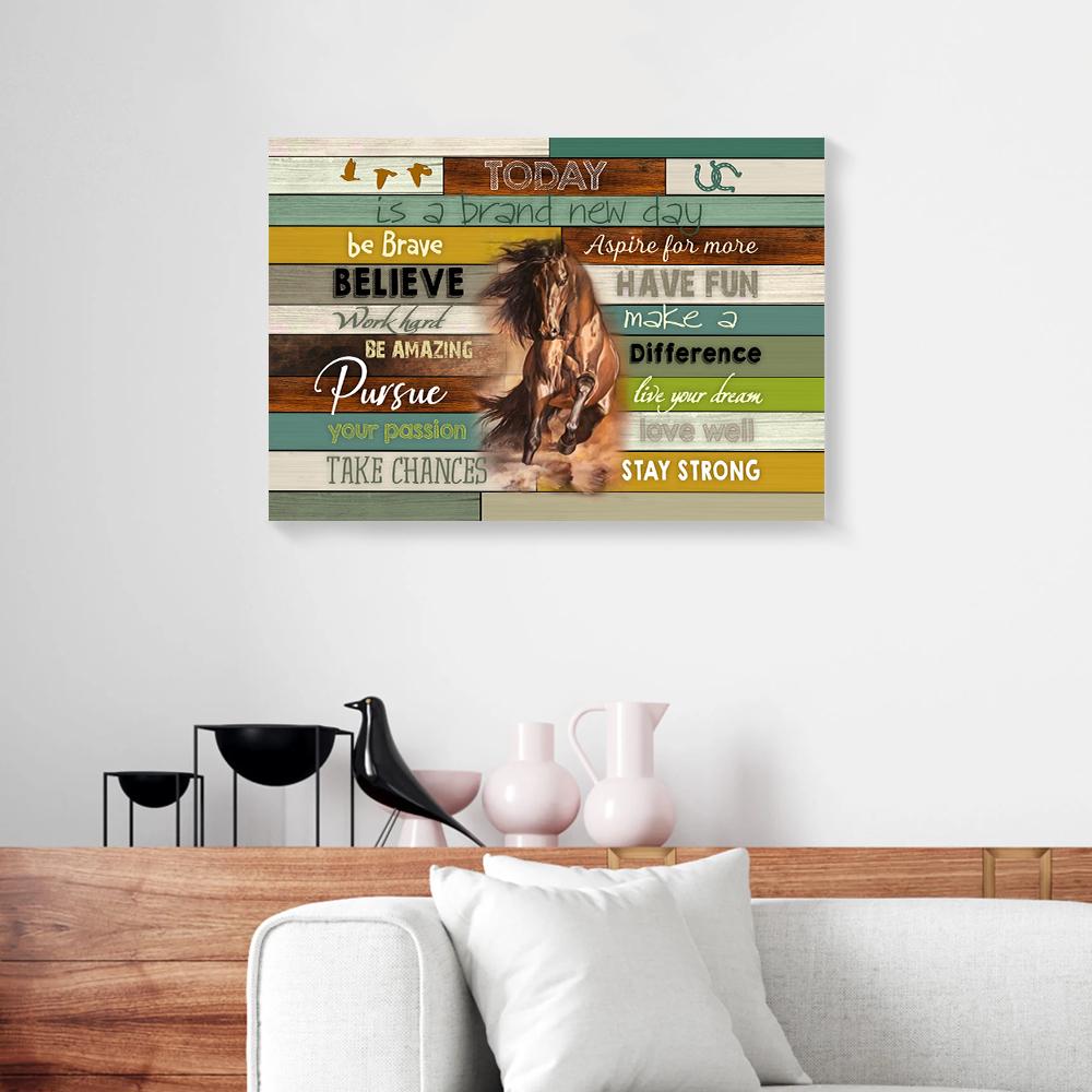 today is a brand new day horse canvas prints wall art decor 8440