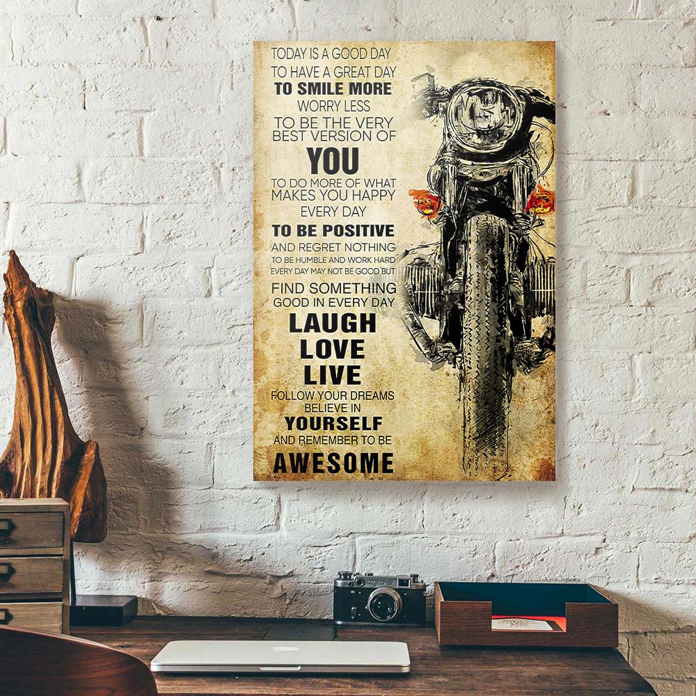 today is a good day to have a great day motorcycle canvas prints wall art decor 8462