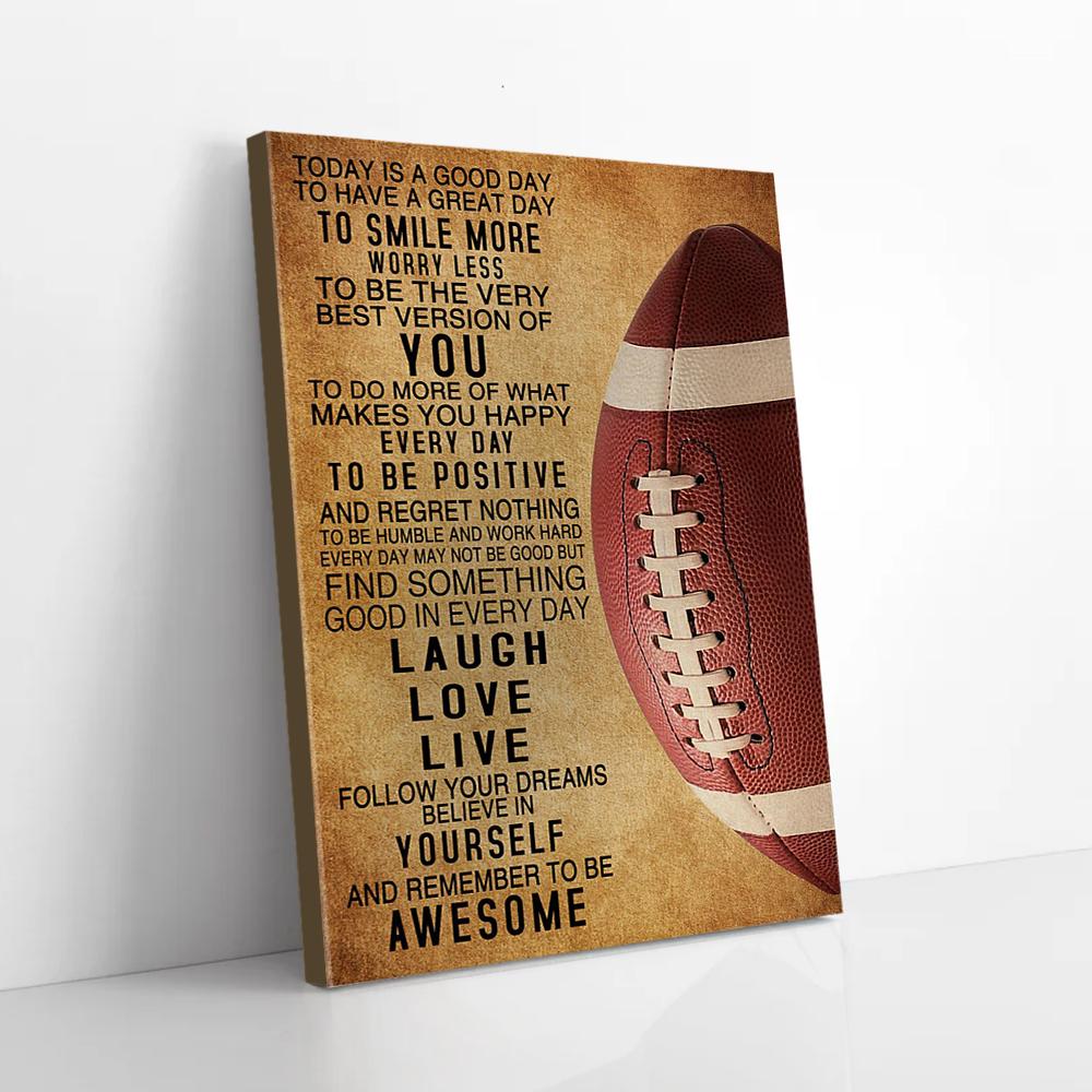 today is a good day to smile more football canvas prints wall art decor 5383