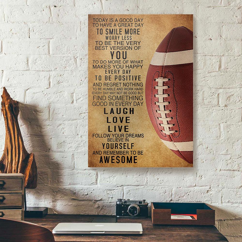 today is a good day to smile more football canvas prints wall art decor 8530
