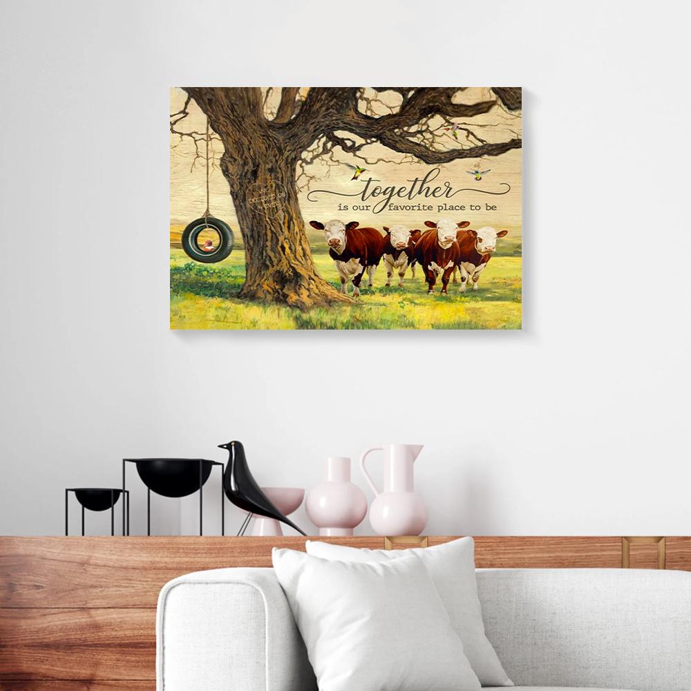 together is our favorite place to be hereford cows canvas prints wall art decor 8303