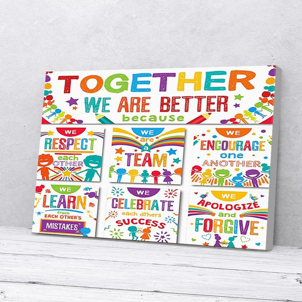 together we are better teacher horizontal canvas prints wall art decor 5000