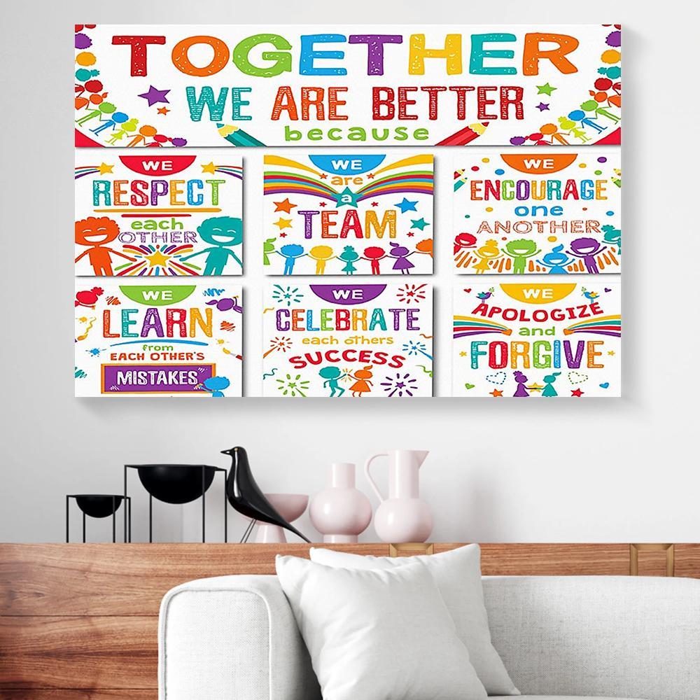together we are better teacher horizontal canvas prints wall art decor 8647