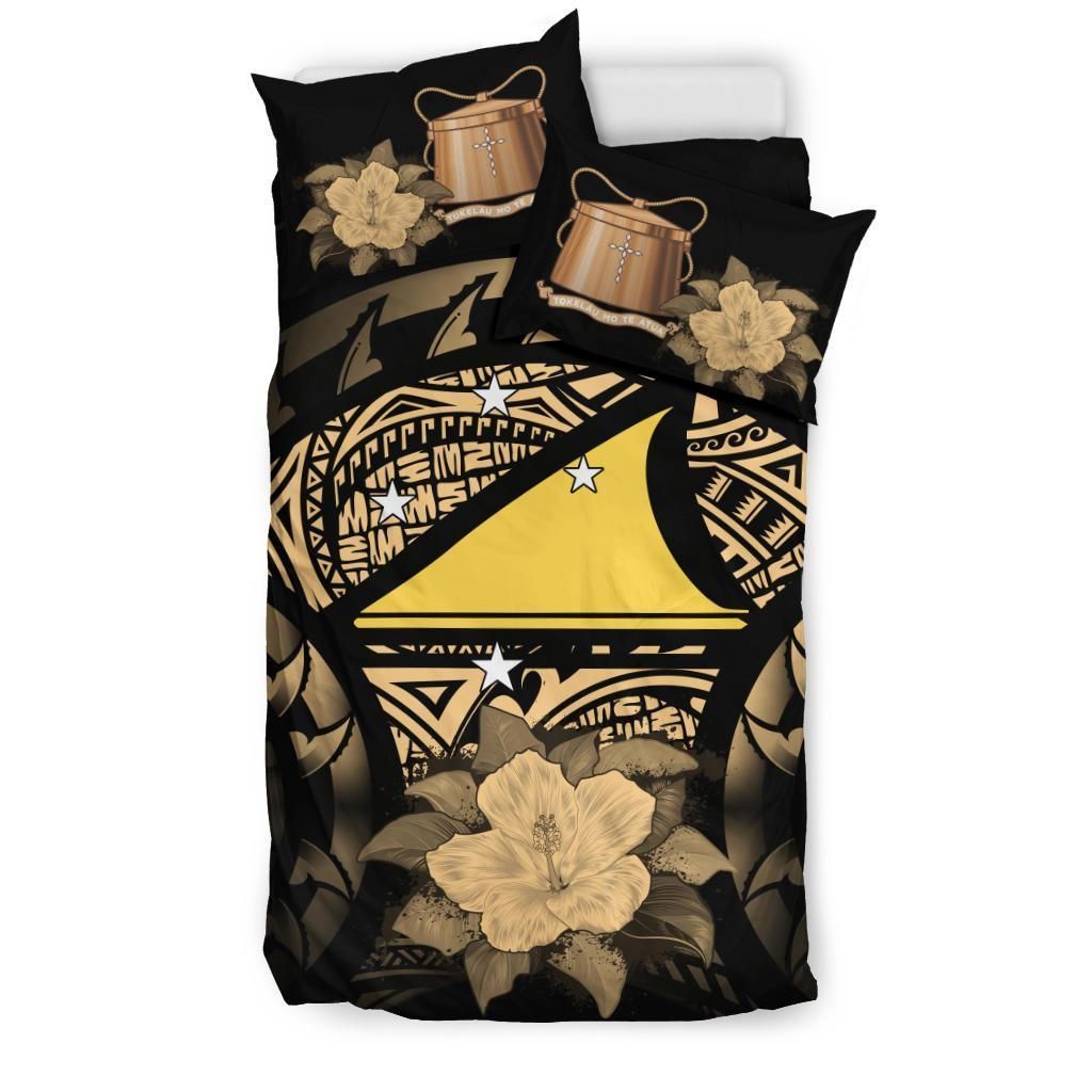 Tokelau Gold Hibiscus Black Bedding Set Bedroom Decor tokelau gold hibiscus black bedding set bedroom decor 4568