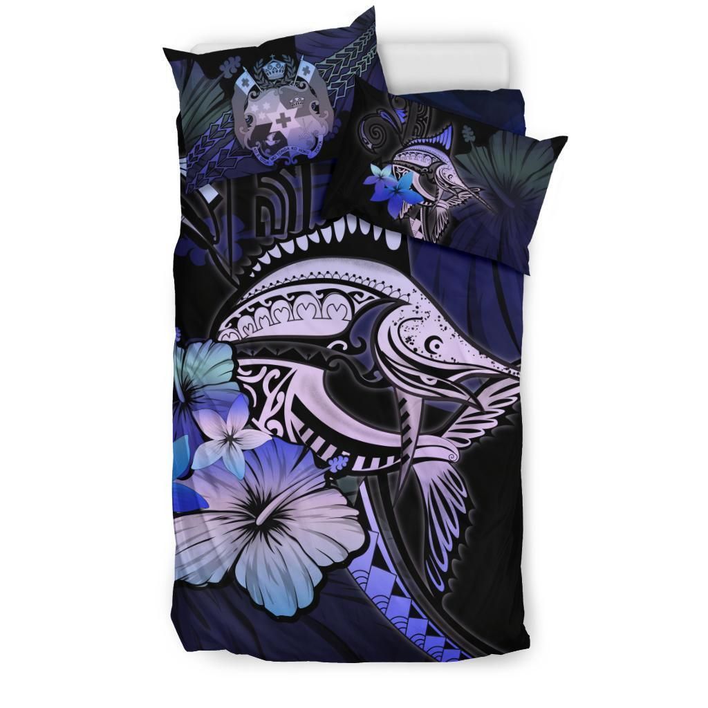 Tongan Purple Blue Marlin And Hibiscus Bedding Set Bedroom Decor tongan purple blue marlin and hibiscus bedding set bedroom decor 4329
