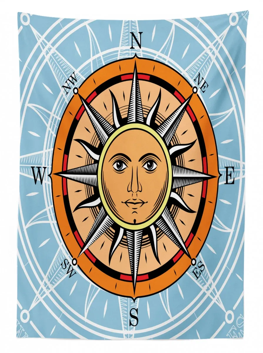 tool in form of sun face 3d printed tablecloth table decor 3871