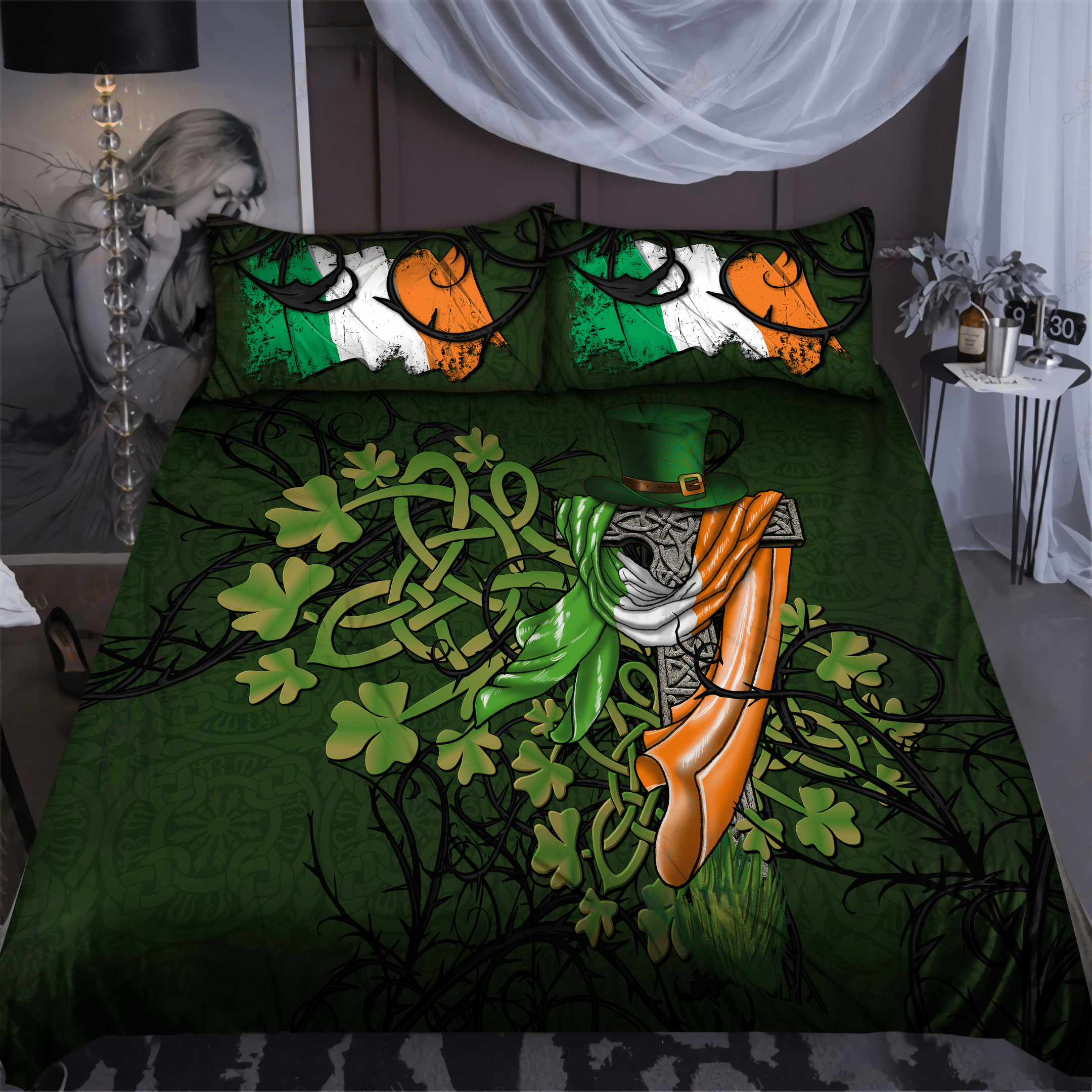 top hat with ireland flag celtic st patricks day duvet cover bedding set 1140