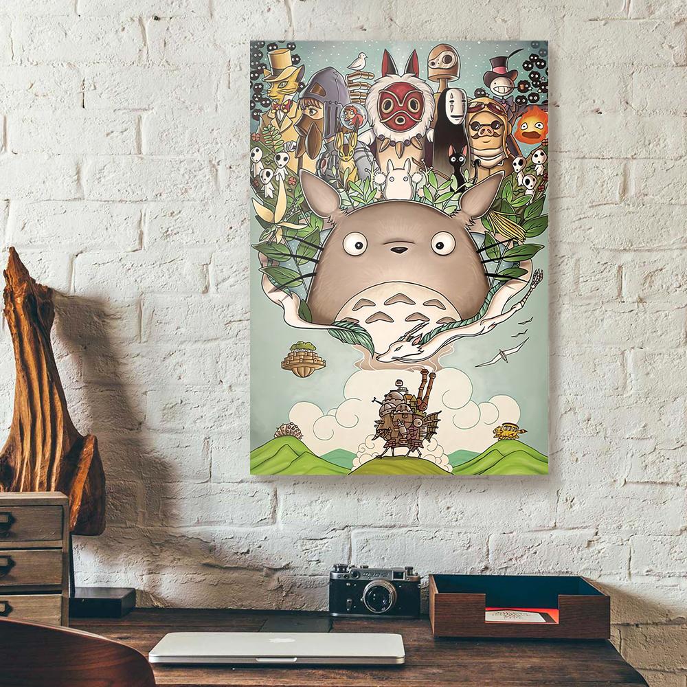totoro characters cartoon film canvas prints wall art decor 7306