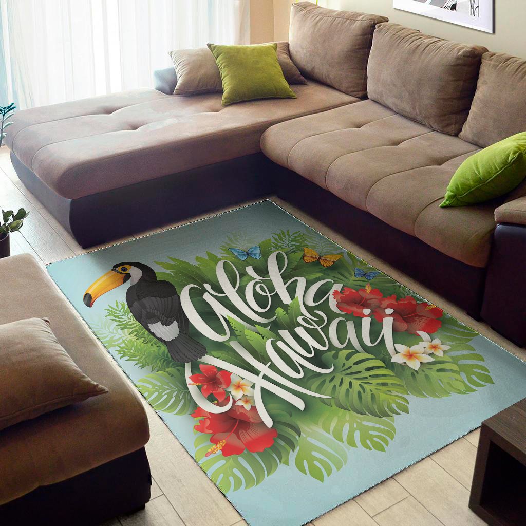 toucan aloha hawaii print area rug floor decor 1083