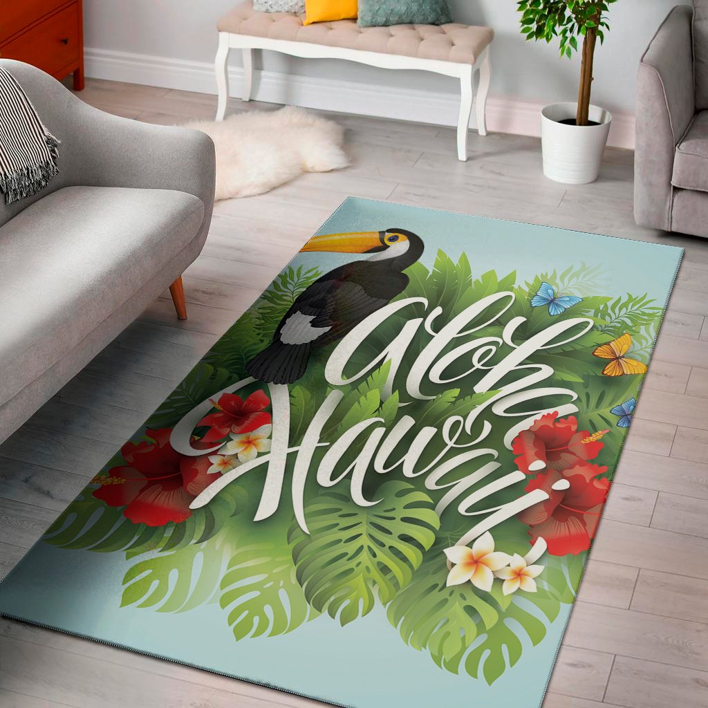 toucan aloha hawaii print area rug floor decor 3654