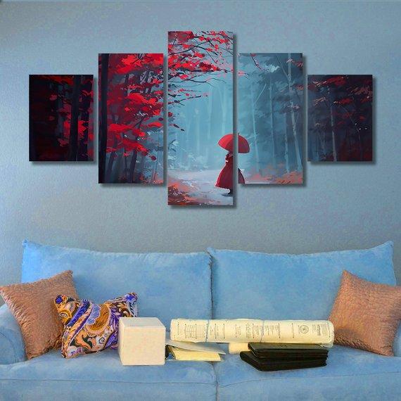touhou abstract 5 panel canvas art wall decor 7091