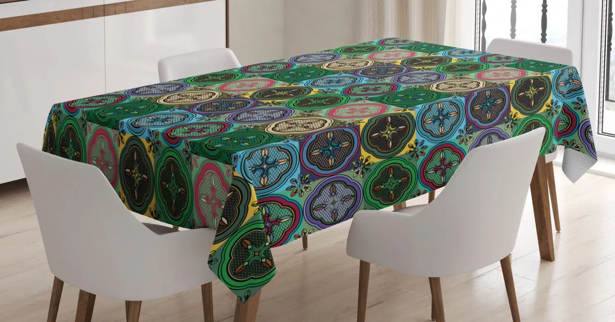 traditional vibrant 3d printed tablecloth table decor 4422