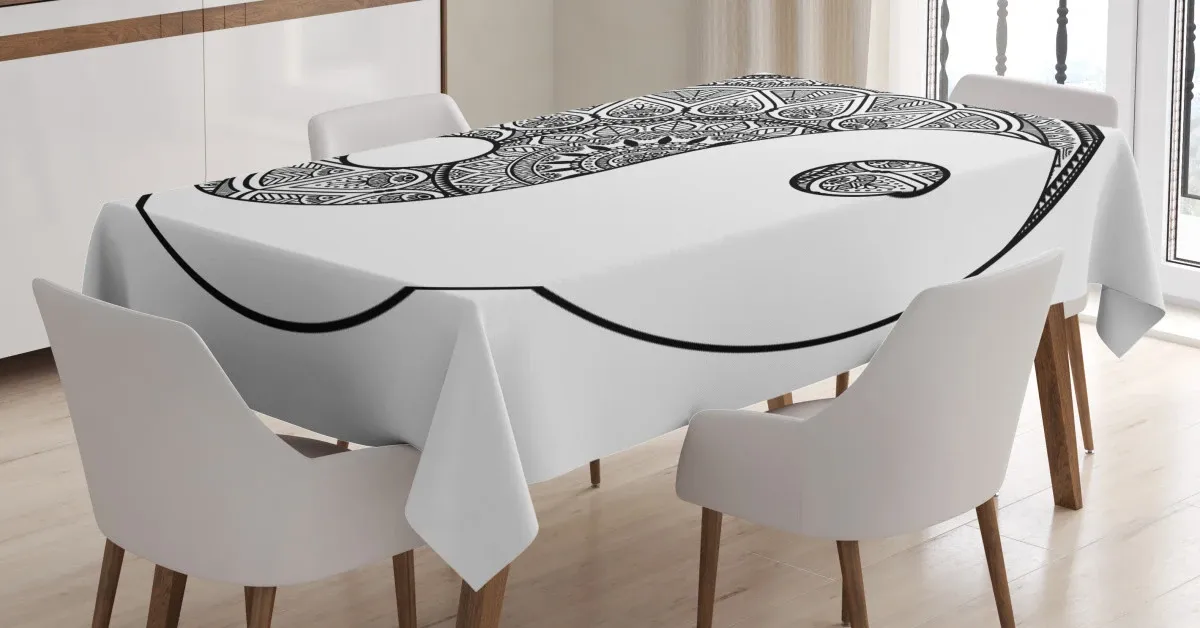 Traditional Ying Yang Sign 3D Printed Tablecloth Table Decor traditional ying yang sign 3d printed tablecloth table decor 3540