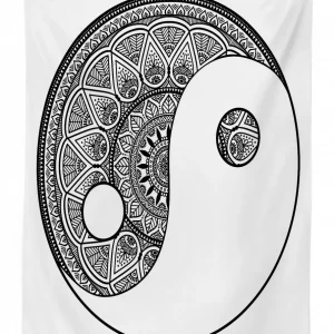 Traditional Ying Yang Sign 3D Printed Tablecloth Table Decor 1 traditional ying yang sign 3d printed tablecloth table decor 6038