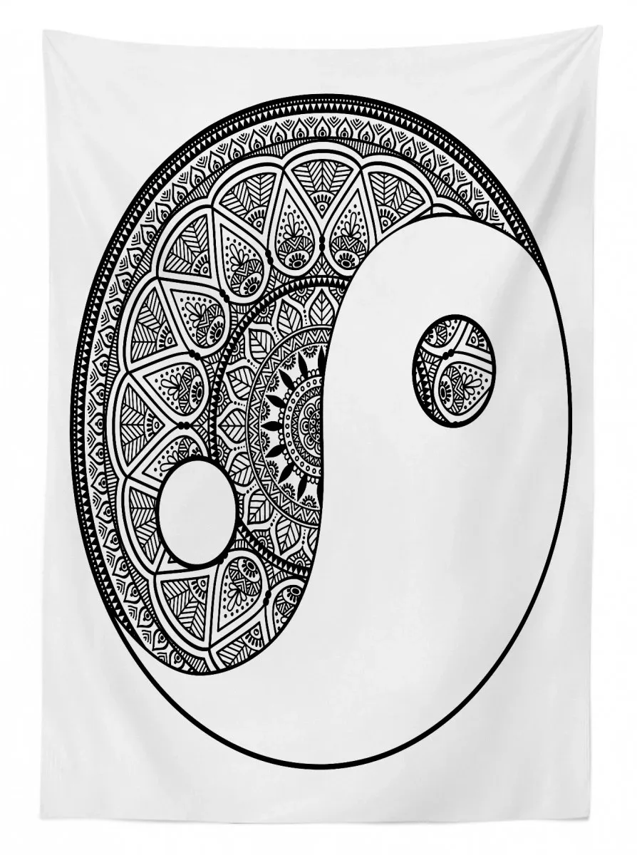 Traditional Ying Yang Sign 3D Printed Tablecloth Table Decor traditional ying yang sign 3d printed tablecloth table decor 6038