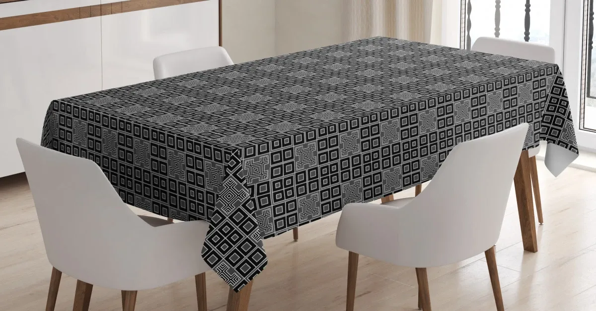 Trapped Quadrangular 3D Printed Tablecloth Table Decor trapped quadrangular 3d printed tablecloth table decor 8571