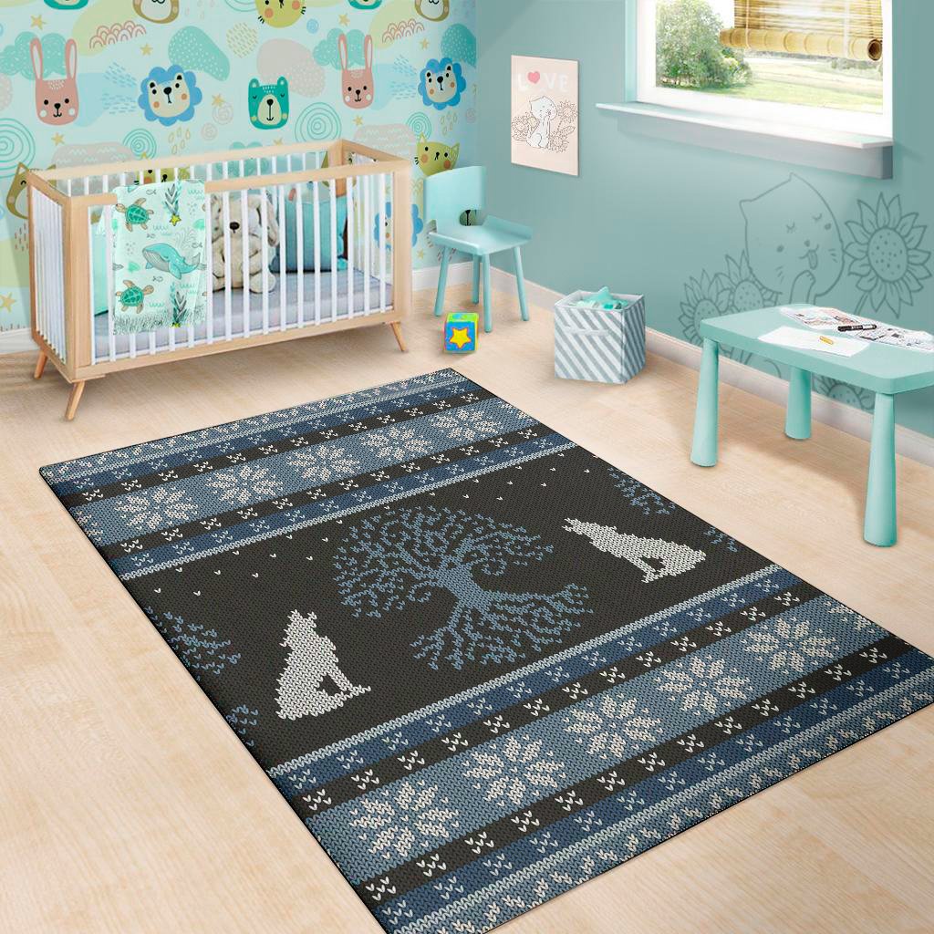 tree of life and howling wolves print area rug floor decor 4590