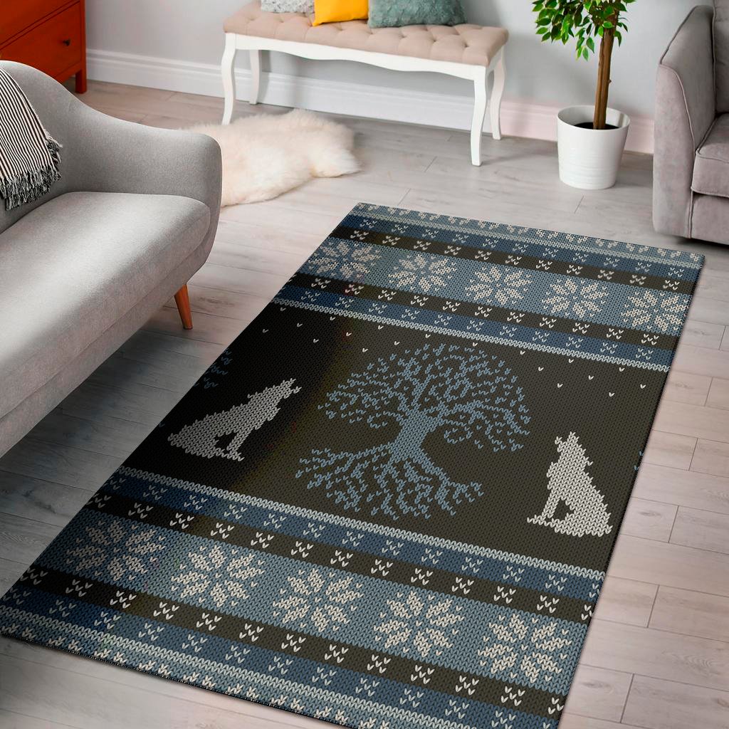 tree of life and howling wolves print area rug floor decor 7671