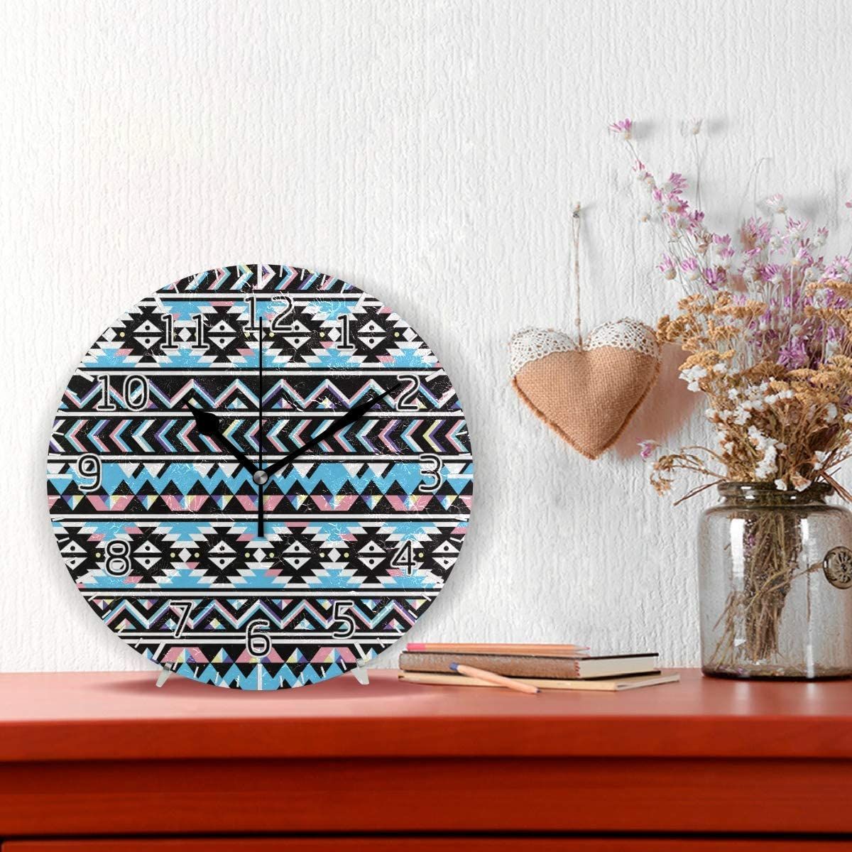 tribal aztec geometric pattern decorative wall clock 2663