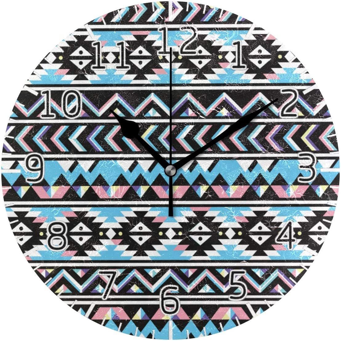 tribal aztec geometric pattern decorative wall clock 5392