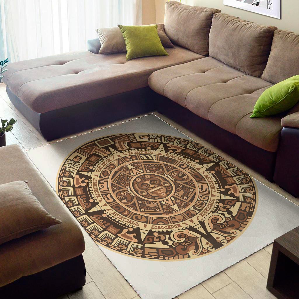 tribal maya calendar print area rug floor decor 1167