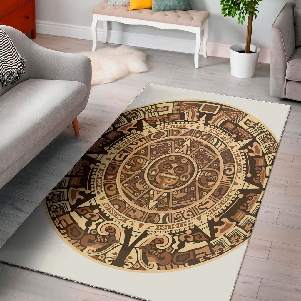 tribal maya calendar print area rug floor decor 6357