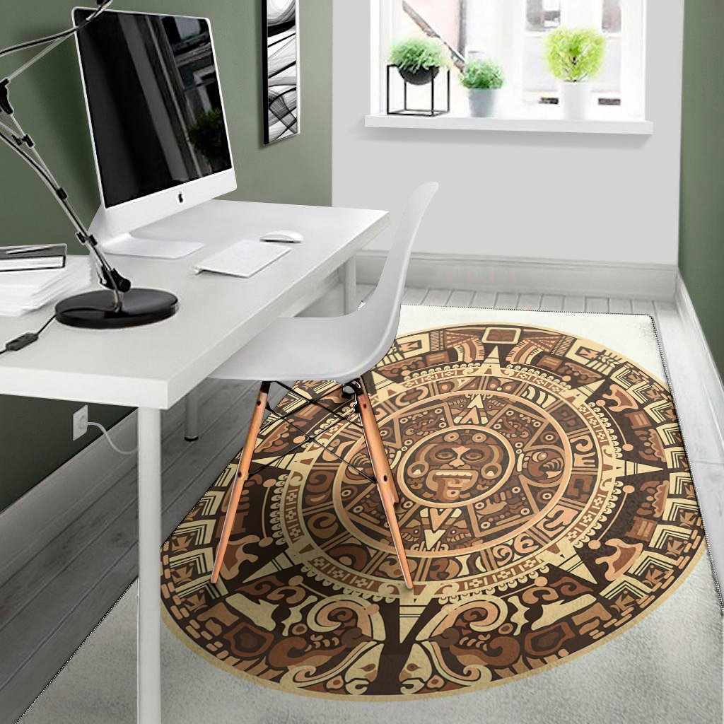 tribal maya calendar print area rug floor decor 8295