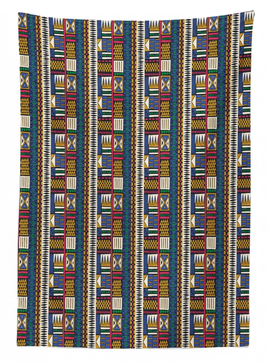 Tribal Motifs Vibrant Colors 3D Printed Tablecloth Table Decor tribal motifs vibrant colors 3d printed tablecloth table decor 5384