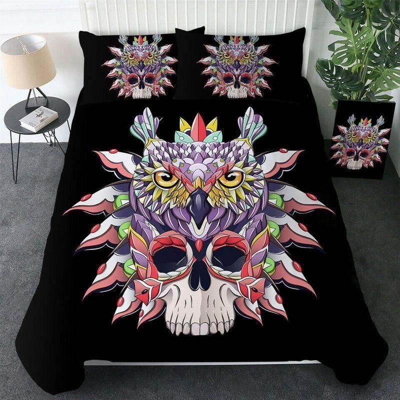 Tribal Owl Skull Animal Black Bedding Set Bedroom Decor tribal owl skull animal black bedding set bedroom decor 8333