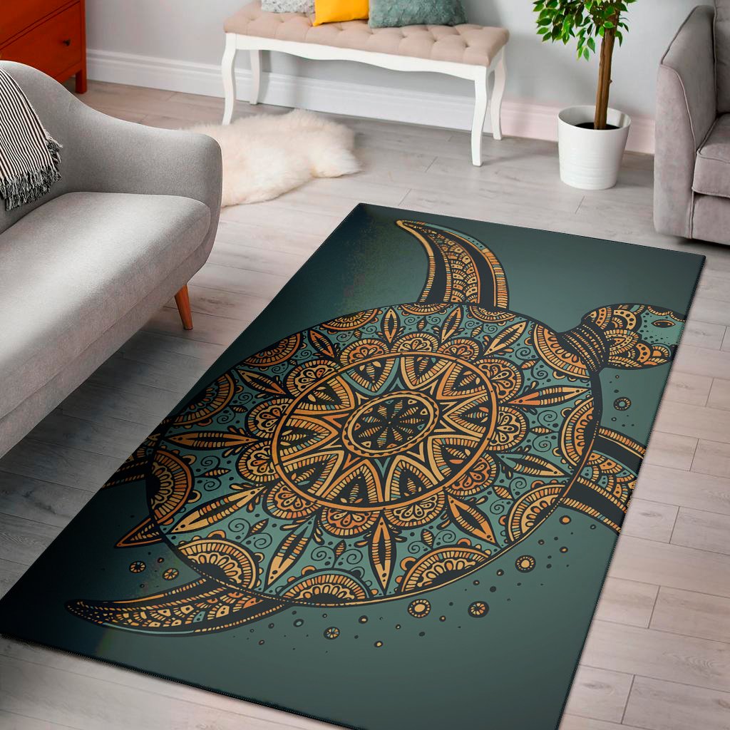tribal sea turtle print area rug floor decor 1157