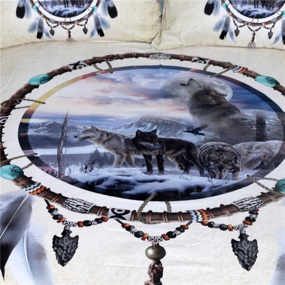 tribal wolf dreamcatcher bedding set bedroom decor 6033