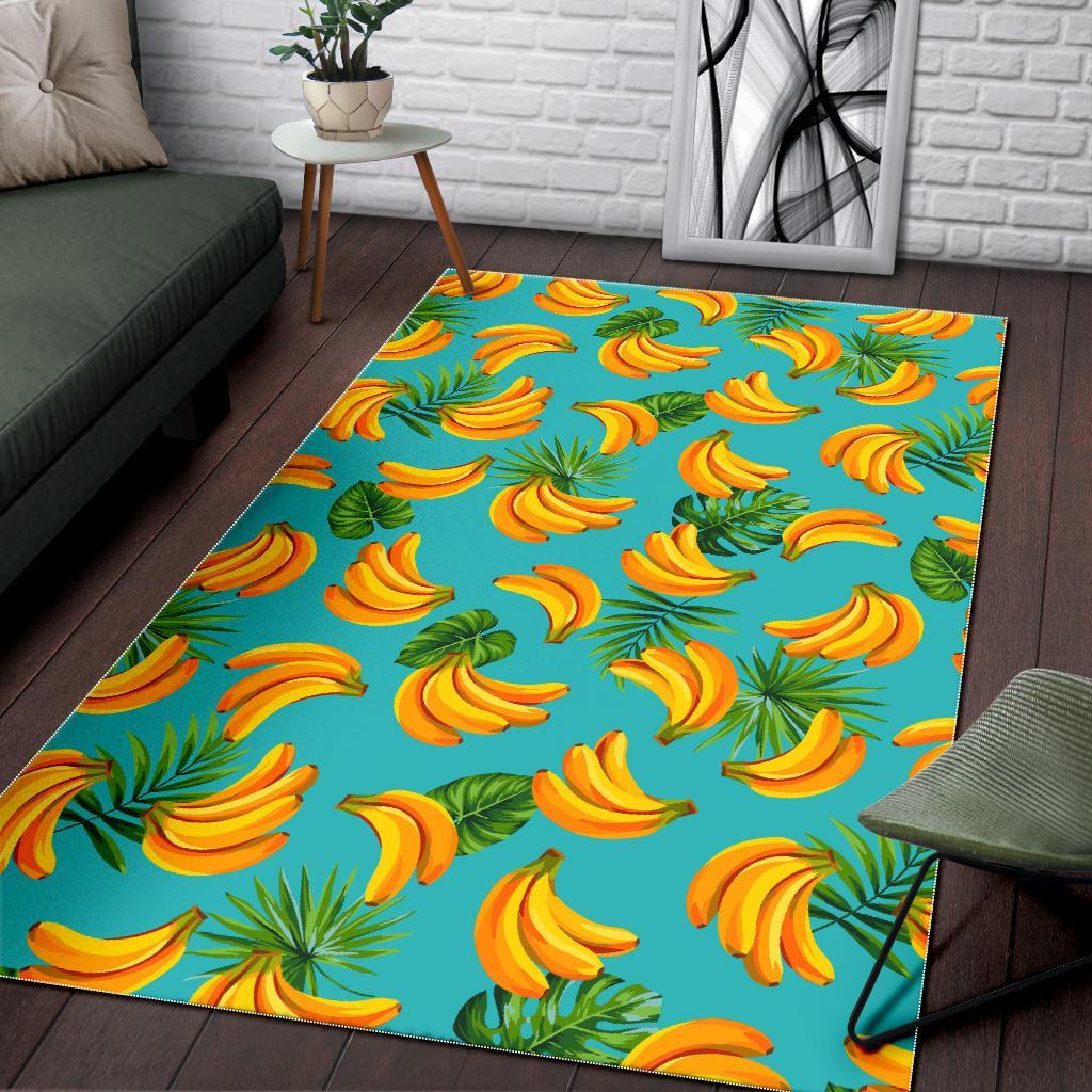 tropical banana leaf pattern print area rug floor decor 4309