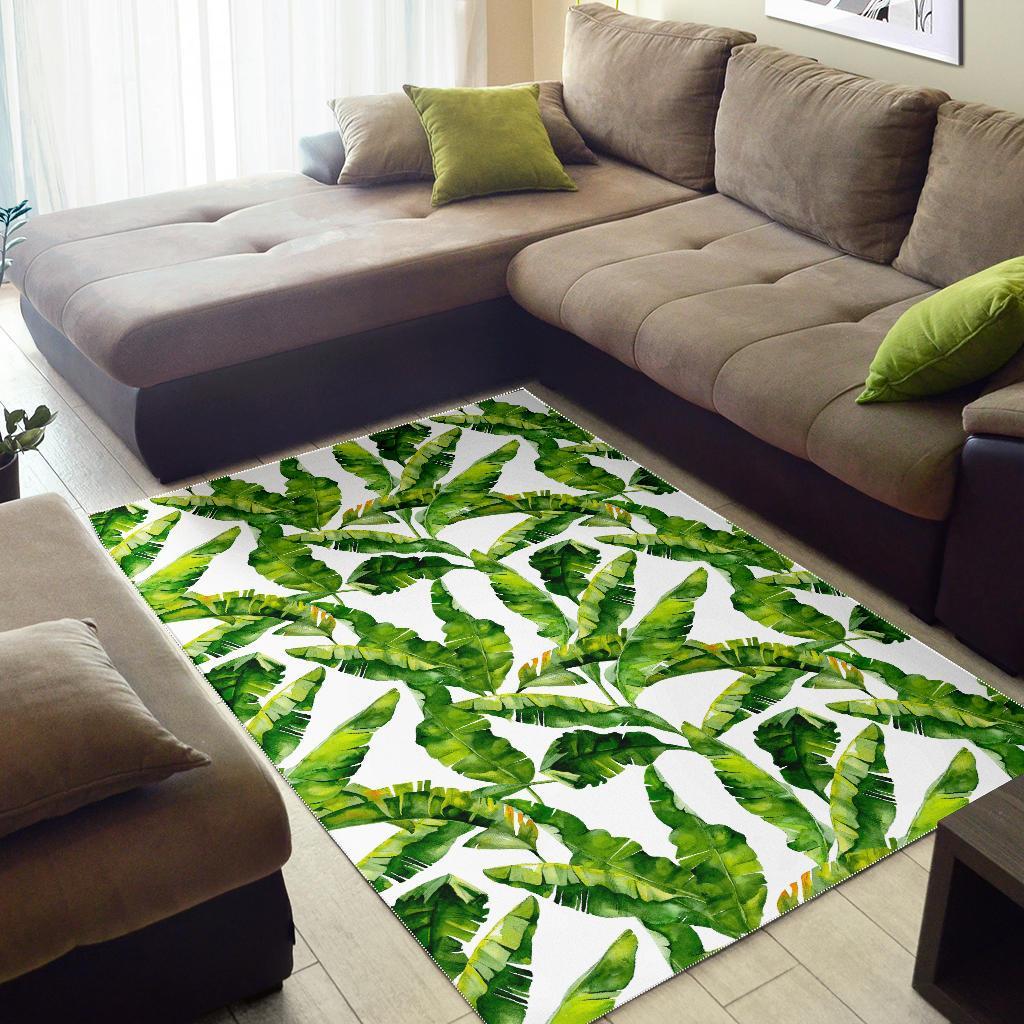 Tropical Banana Leaves Pattern Print Area Rug Floor Decor tropical banana leaves pattern print area rug floor decor 5251