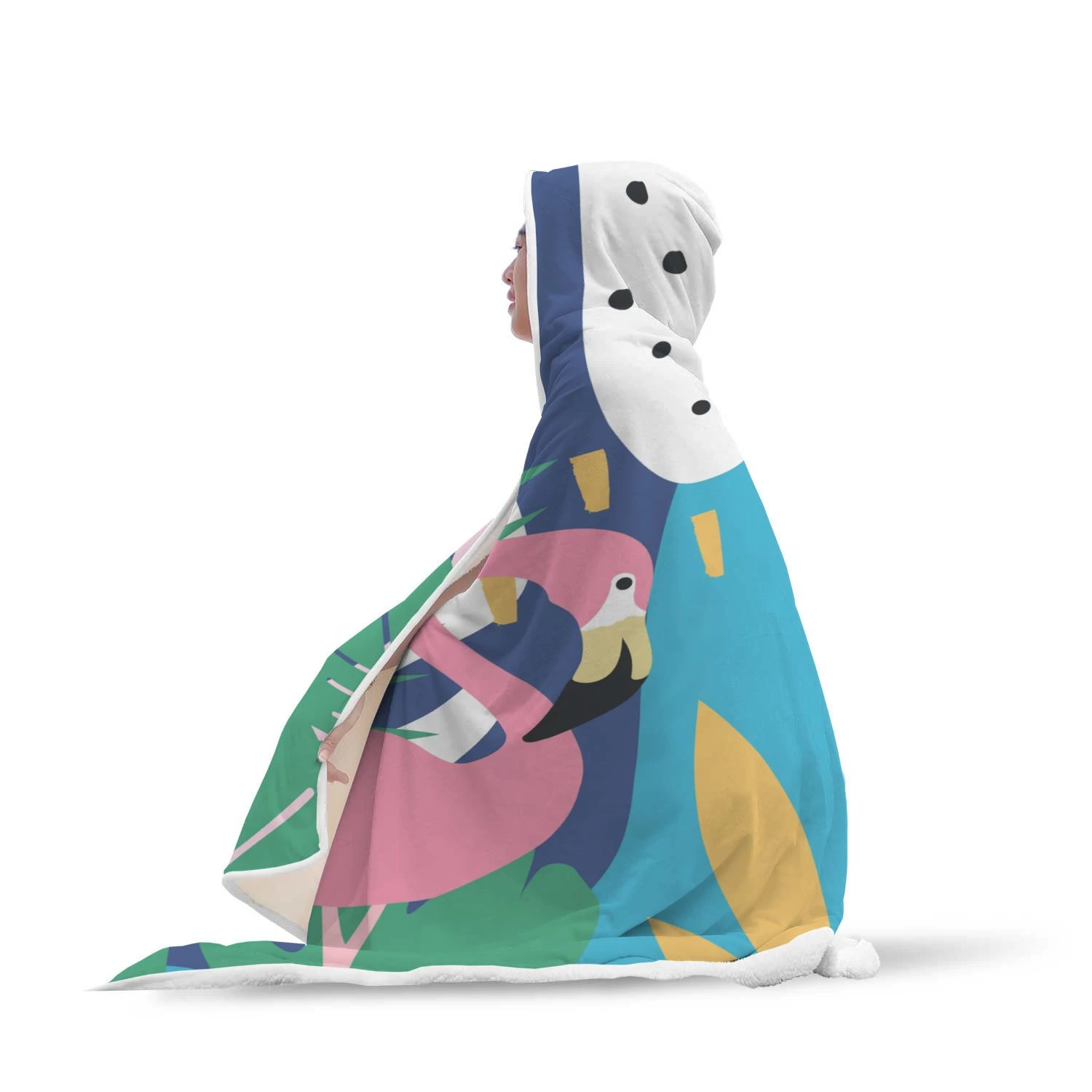 tropical flamingo palm leaves hawaiian pattern print hooded blanket cloak blanket 3136