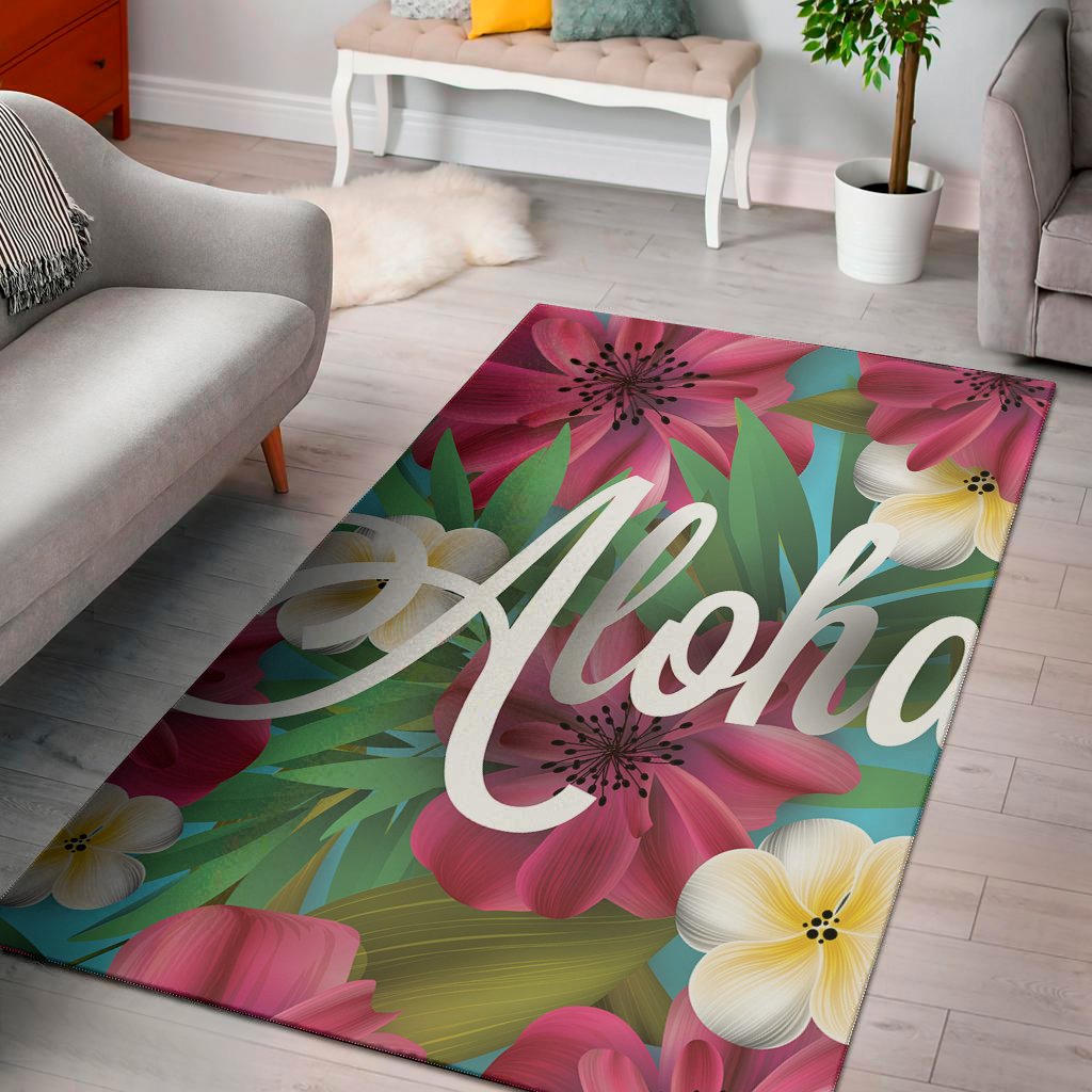 tropical flower aloha print area rug floor decor 5291