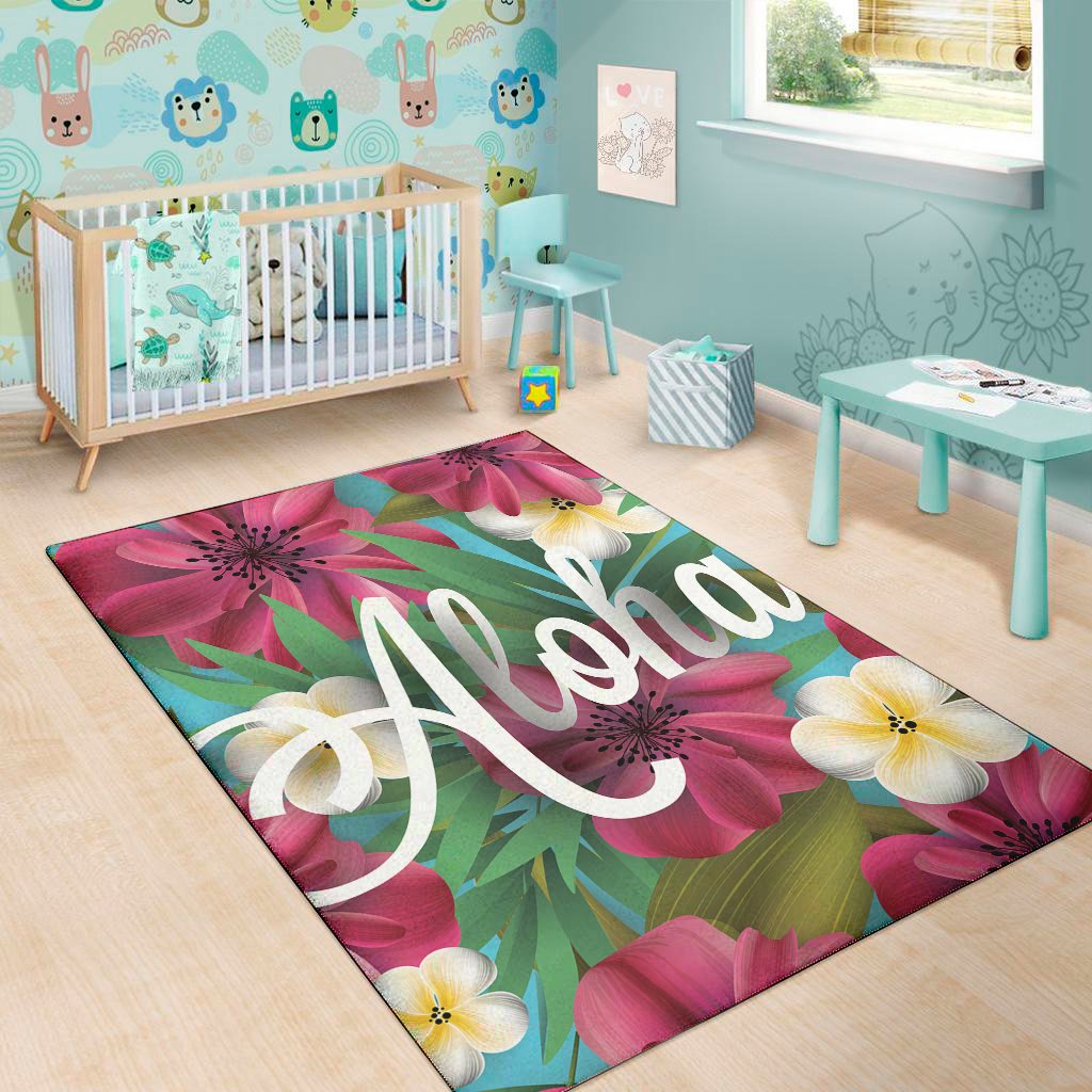 tropical flower aloha print area rug floor decor 6458