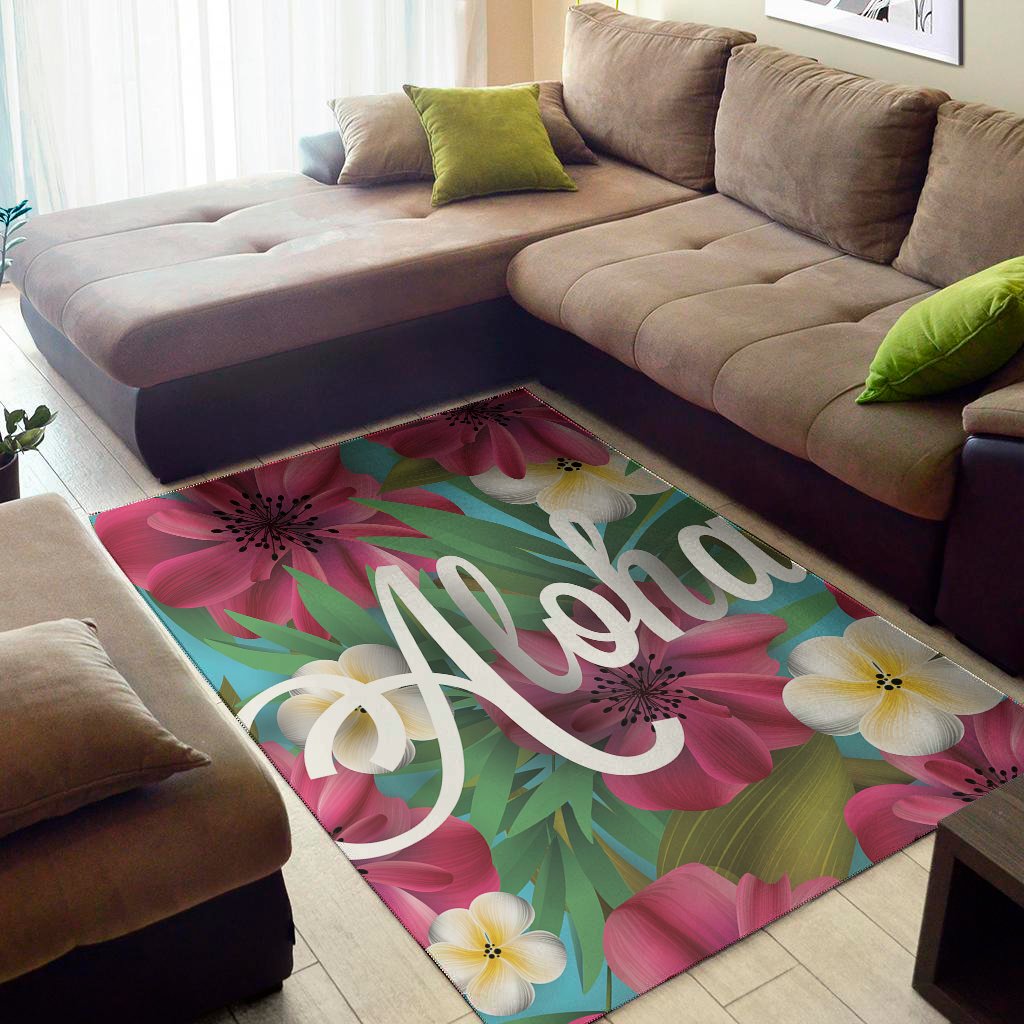 tropical flower aloha print area rug floor decor 6853
