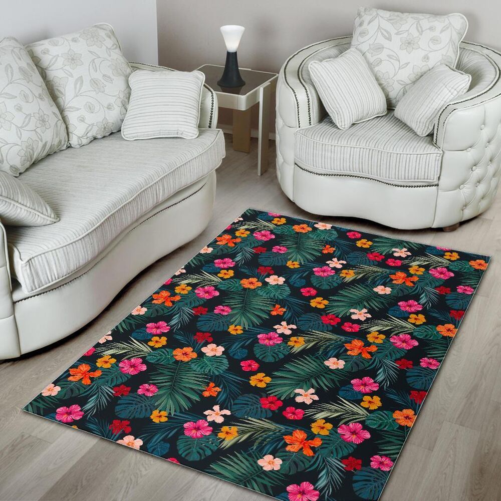 tropical flowers hawaii pattern print area rug floor decor 1295