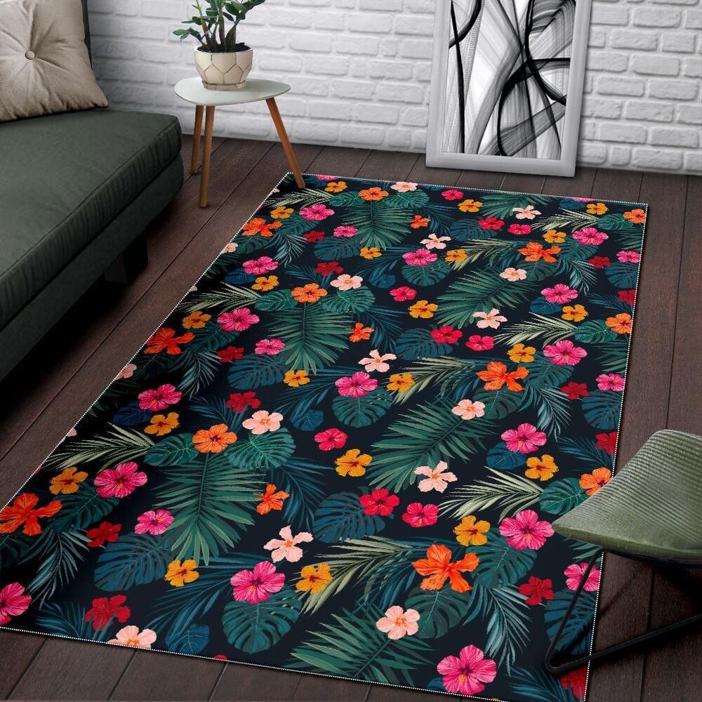 tropical flowers hawaii pattern print area rug floor decor 5133