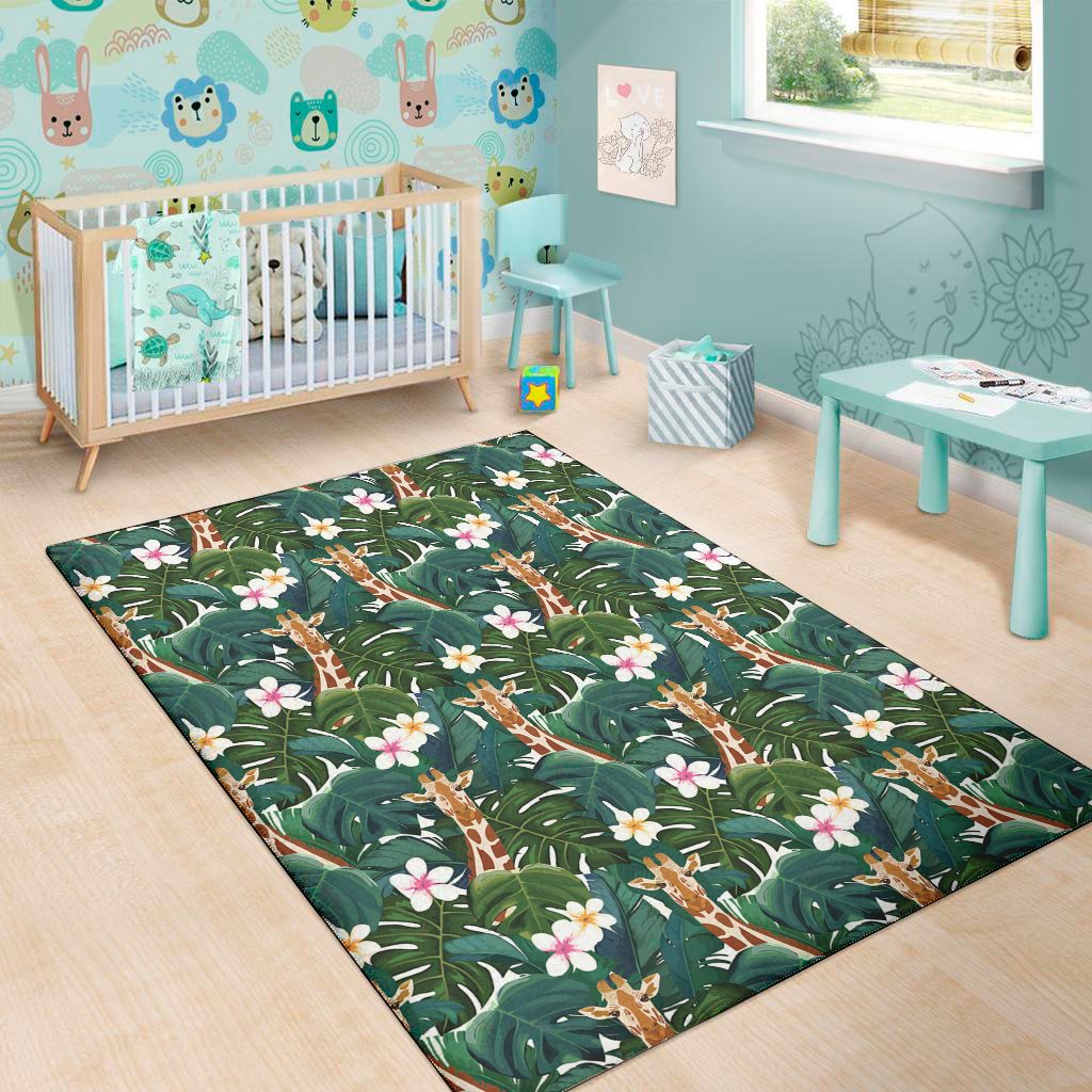 tropical giraffe pattern print area rug floor decor 5303