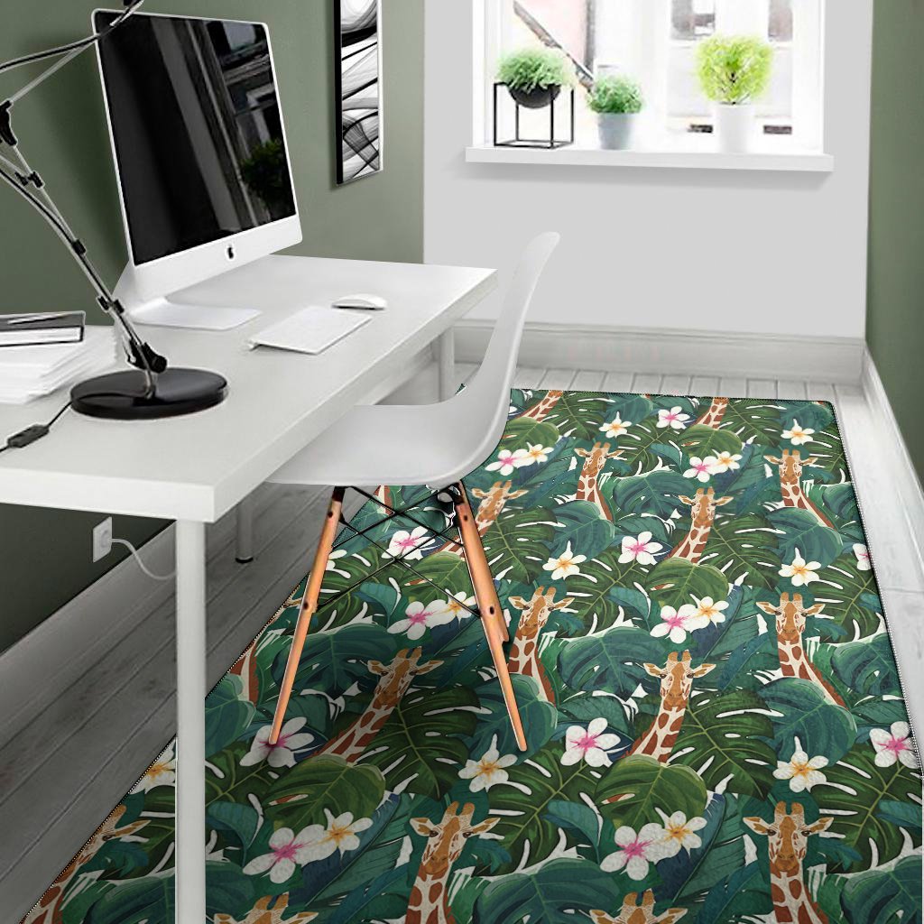 tropical giraffe pattern print area rug floor decor 7872
