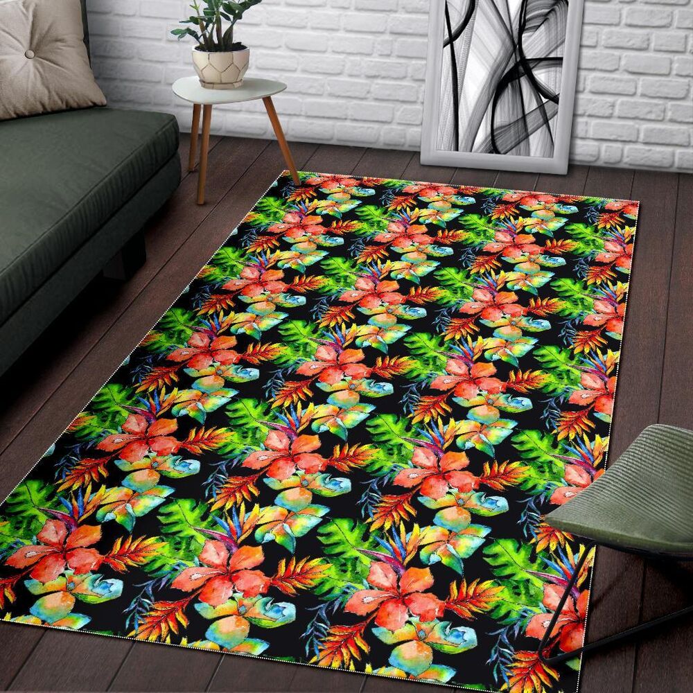 tropical hawaii flowers pattern print area rug floor decor 6582