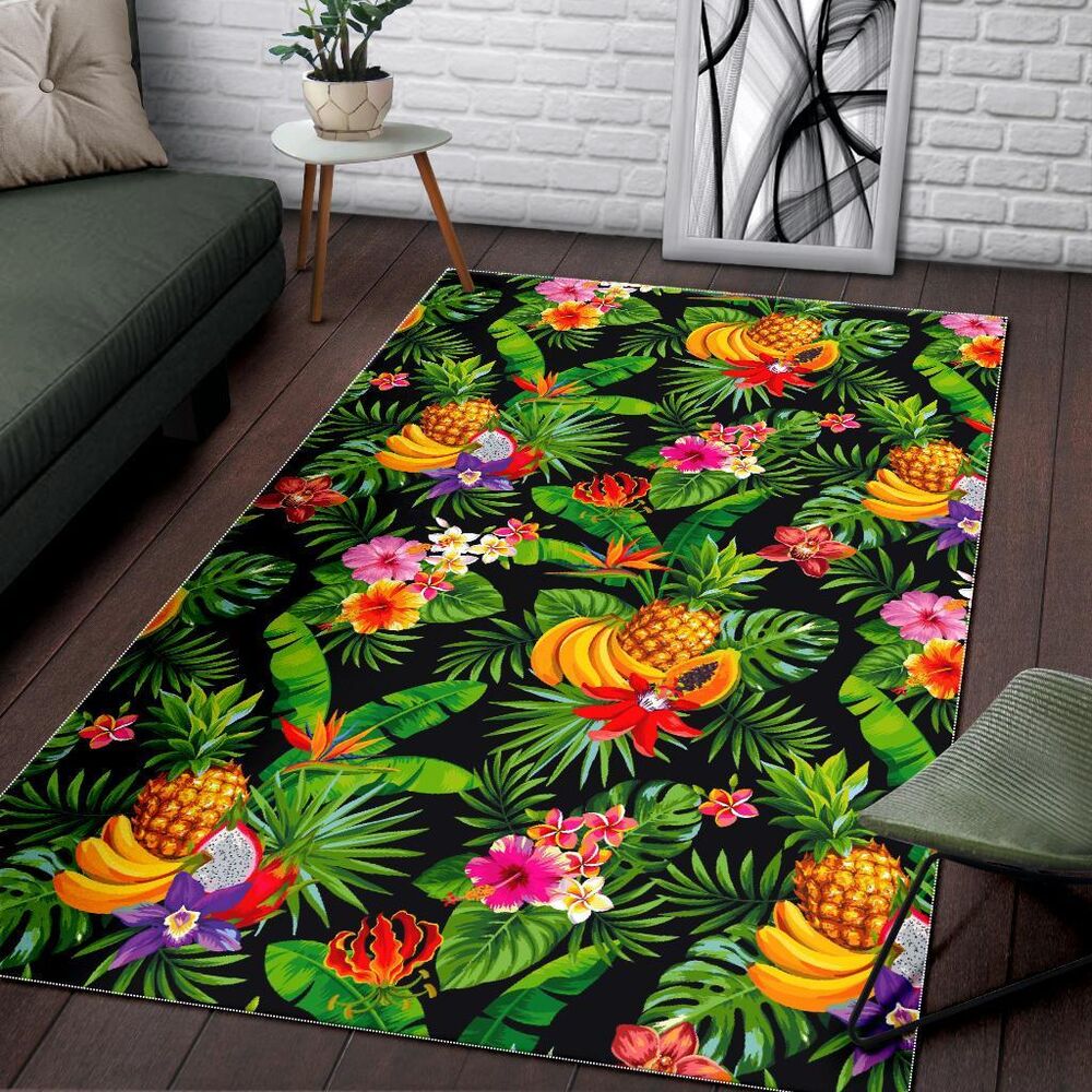 Tropical Hawaiian Fruits Pattern Print Area Rug Floor Decor tropical hawaiian fruits pattern print area rug floor decor 2723