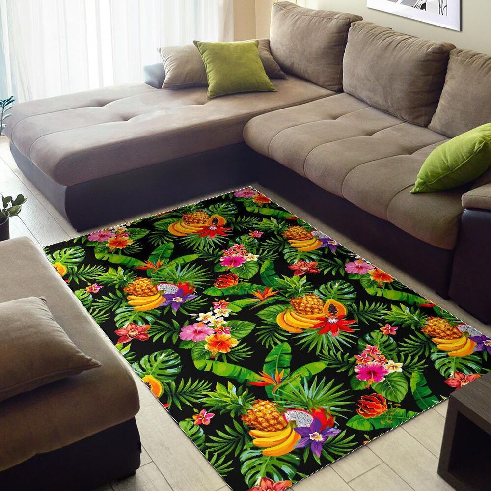 Tropical Hawaiian Fruits Pattern Print Area Rug Floor Decor tropical hawaiian fruits pattern print area rug floor decor 5784